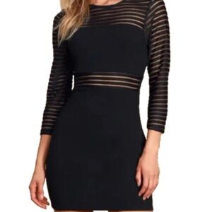 Lulu’s Perfect Mesh Black Bodycon Dress Size Small